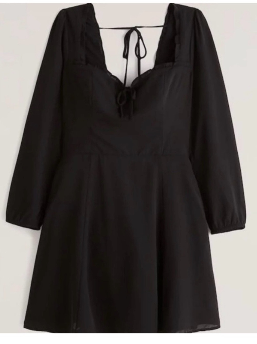 Abercrombie & Fitch Portrait Neck Mini Dress Tie Back Adjustable Medium LBD